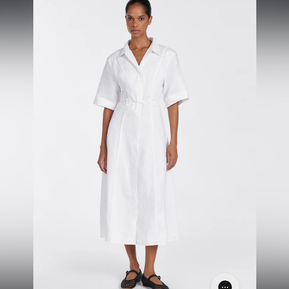 DISSH Astrid White Linen Midi Dress Size 6 New With Tags